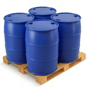 Blue plastic drum for chemical packaging