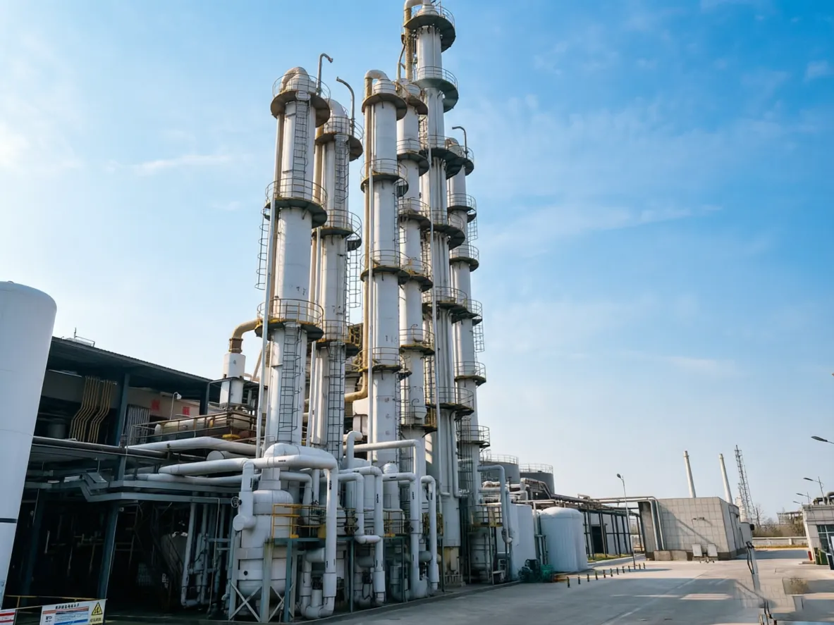 Chemical refining unit with distillation tower - DOTP product purification system